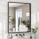 Black Bathroom Mirrors for Over Sink, 36"x 24" Wall Vanity Mirror, Matte Framed Rectangle Mirror for Wall, Living Room Entryway, Anti-Rust, Tempered Glass Hangs Horizontally or Vertically