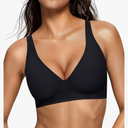 OEAK Womens Deep V Bras Wireless Comfortable Bra Supportive No Underwire Bras Tshirt Push Up Bralettes Plunge Seamless Bra, Size XL