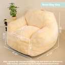 Bean Bag Sofa Chair for Adults, Beanbag Couch for Reading, Gaming, Relaxing, Soft and Durable Cover Lazy Sofa, Ivory