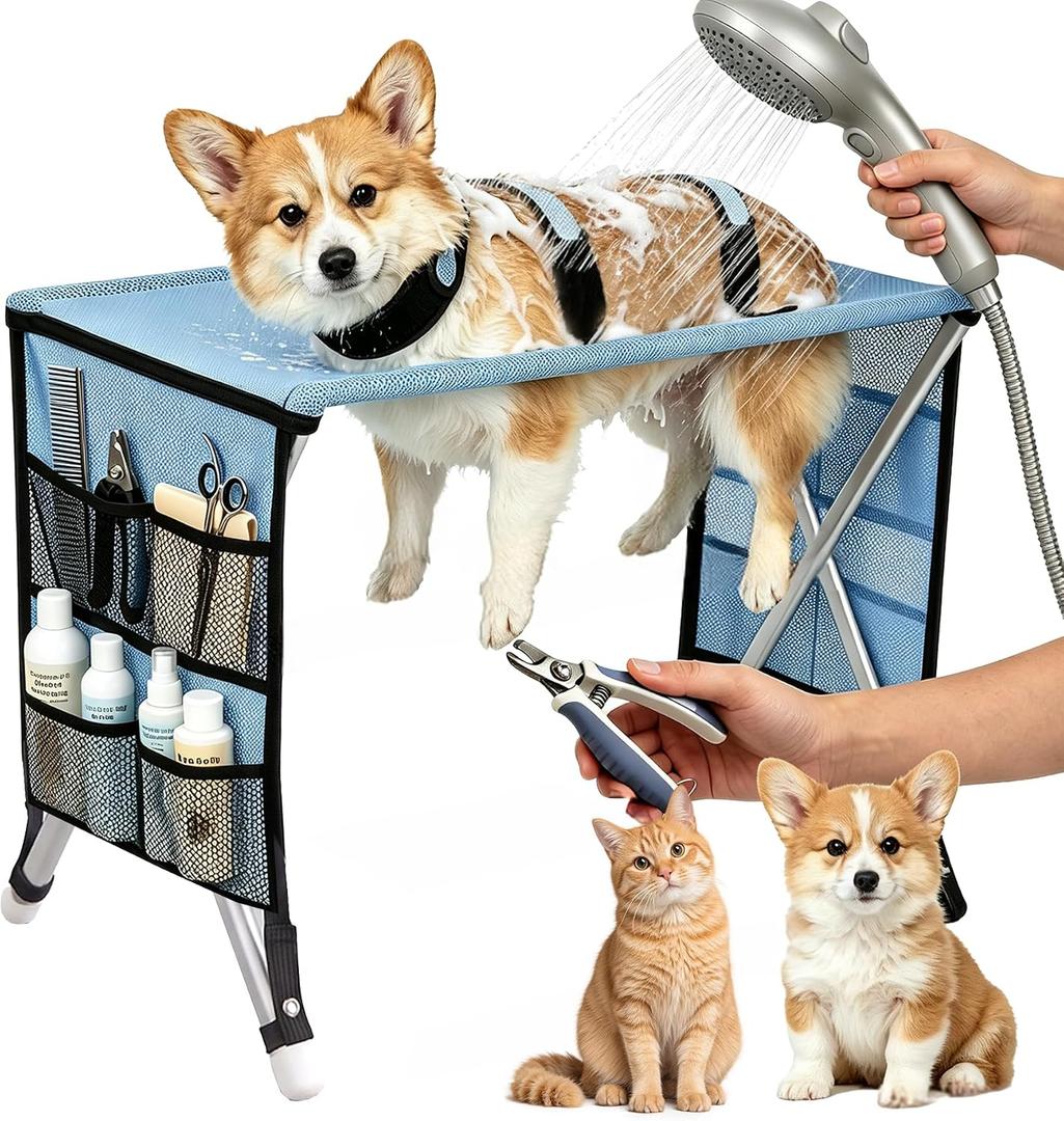 Dog Grooming Hammock Stand for Small Dogs & Cats, Pet Grooming Table 20 lbs