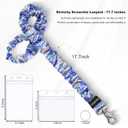 Lanyardio Stretchy Scrunchie Lanyard for ID Badges Keys, Cute Teacher Lanyard for Women with 2 Card Holders 19.6 Inch (Blue Flowers)