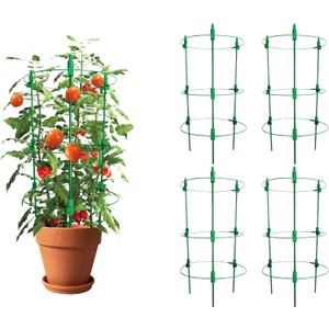 Adjustable Tomato Plant Support Cages. 4 Pack 36 Inch Tomato Plant Stakes for Climbing Plants,VegetablesFlowersFruit.