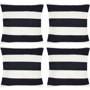 tiggell 4 Pack Waterproof Pillow Covers Outdoor Throw Pillowcases Decorative Garden Cushion Case for Home Garden Patio Couch Balcony Striped (16 * 16 inch, Black & White)