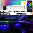 Dreamcolor Acrylic Interior Car LED Strip Light with Wireless APP, RGB 14 in 1 with 175 inches 593 LEDs Fiber Optic Ambient Lighting Kits, 16 Million Colors Sound Active Function Car Neon Lights