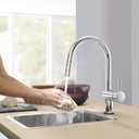 GROHE 31378003 Minta Pull-Out Kitchen Faucet with Sprayer Chrome, Supersteel, Touch 