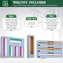 Calmbee 9 in 1 Bamboo Storage Bag Organizer for Kitchen Drawer – Plastic Wrap Dispenser with Cutter & Foil Organizer, Wooden Baggie Organizer for Sandwich, Snack, Gallon, Quart Sizes, Grey