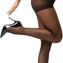 EVERSWE 3 Pairs Women's Sheer Pantyhose 20D, High Waist Control Top Pantyhose Hosiery (Black, M)