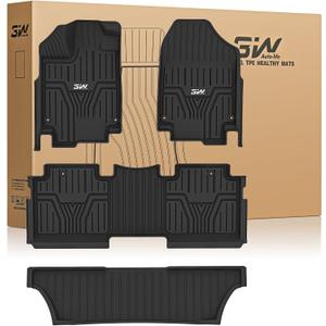 3W Floor Mats Fit for Honda Odyssey 2026 2025-2018, TPE All Weather Custom Fit Floor Liner 1st, 2nd, 3rd Row Car Mats, Black