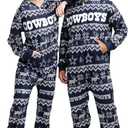 FOCO Unisex NFL Team Logo Pajamas One Piece Onesie (Large, Holiday Ugly Pattern)