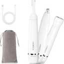HEBECA Nose Hair Trimmer for Women and Men, 3-in-1 Electric Facial Hair Removal Rechargeable Portble Waterproof Face Shaver Razor for Nose Ear Eyebrow Peach-Fuzz Lips Chin FT3001