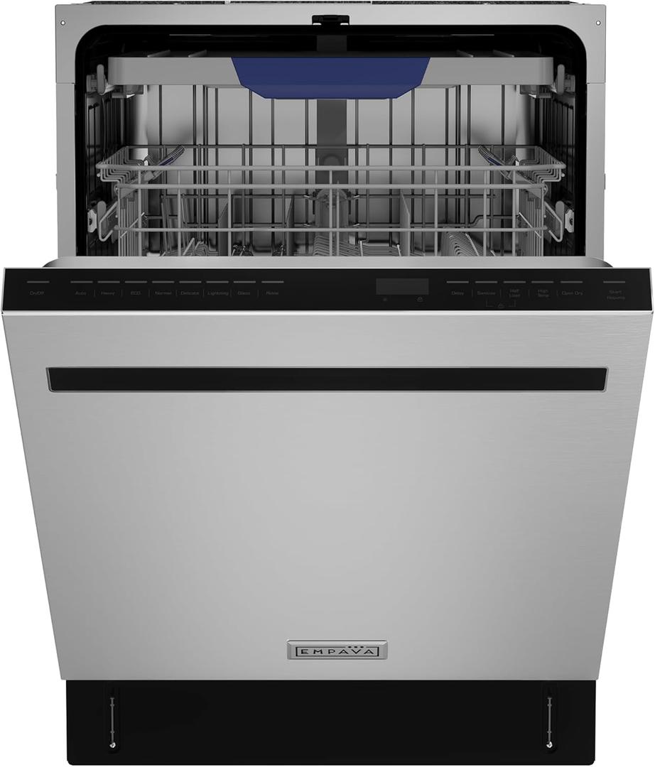 Empava 24 Built-in Dishwasher with Stainless Steel Tub, 15 Place Settings, 8 Wash Cycles, 3rd Racks, Auto Door Dry, 49 dB Quiet, ENERGY STAR Certified