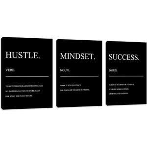Inspiring Hustle Painting Prints Motivational Black Quotes Success Noun Posters Office Wall Decor Artwork Inspirational Canvas Wall Art Home Living Room Bedroom Framed Artwork (48" Wx24 H), 24"Hx48"W