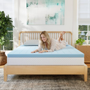 EGOHOME 4 Inch Queen Memory Foam Mattress Topper, Cooling Gel Infused & Pressure Relieving Pad in a box, Dorm Room Essentials, CertiPUR Certified, Blue