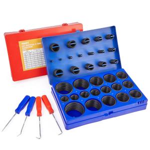 Orion Motor Tech 826pc Universal O Ring Assortment Kit  Nitrile Rubber O Rings in 32 SAE & Metric Sizes for Automotive & Plumbing Repairs (red & blue case)