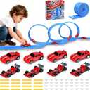 20Ft Extra Long Flex Tracks for Kids,Flexible Race Car Track Set with Powerful Pull Back Cars,Suction Cups Compatible with Diecast 1/64th Car Toy,Rolls Up Portable Race Tracks for Ages 3 & Up