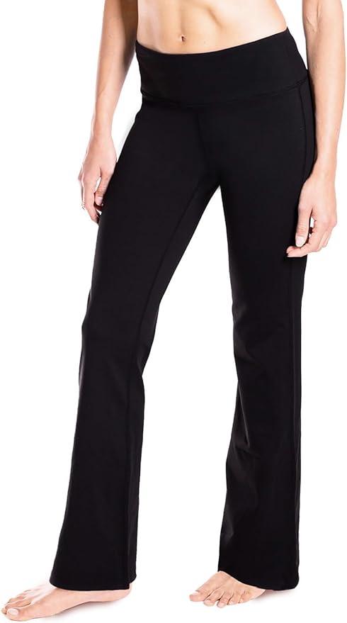 Yogipace Women's Petite/Regular/Tall Bootcut Flare Yoga Pants with Pocket, Flare Leggings for Workout, Travel & Everyday (Medium/31" Inseam, Black)