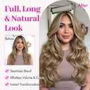 Kookastyle Clip in Hair Extensions, Natural Long Layered Soft Invisible Synthetic Curly Wavy Hairpieces for Women,4 pcs(20 InchAsh Blonde Balayage)