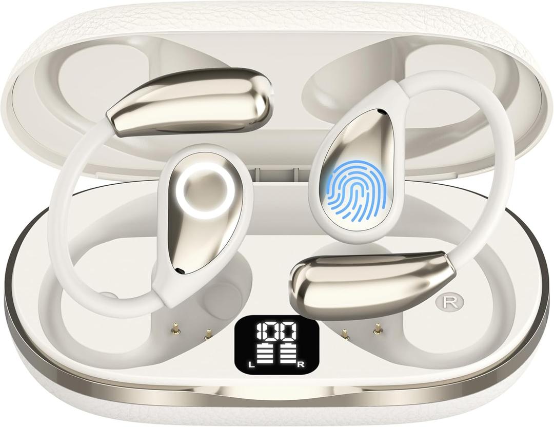 AI Language Translator Earbuds, OWS Real-Time 3-in-1 Translation Earbuds 144 Languages & Accents, Translation Device for Travel Business LearningMilky White