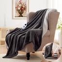 Sealy Electric Blanket Wearable with Foot Pocket, Electric Snuggle Blanket with Sleeves, Flannel & Sherpa Heating Throw with 6 Heat Settings & 210 Hours Auto Shut Off, 50 * 70"+18", Dark Grey