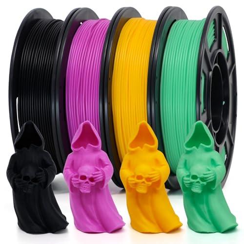 EONO3D Matte TPU Filament 1.75mm, 4×250g Multi-Color Set – Shore 95A Flexible TPU, Low-Gloss Matte Finish, Minimal Layer Lines, Rigid Matte Spool, for Phone Cases, Wearables & Functional Parts