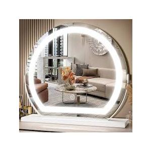 FENNIO Vanity Mirror with Lights, 17"x15" LED Lighted Makeup Mirror, Large Makeup Mirror with Lights, Touch Sensor with 3-Color Lighting, Dimmable for Vanity Desk Tabletop, Bedroom