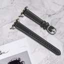 JOYOZY Slim Leather Band for Women Compatible with Apple Watch 49MM 45MM 44MM 42MM 41MM 40MM 38MM, Cute Fancy Top Genuine Leather Strap for iWatch Ultra, Series SE/9/8/7/6/5/4/3/2/1 (Black/Silver)