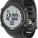 EZON Digital Watch with Stopwatch Countdown Timer Alarm EL Backlight,Ultra-Thin Large Display 5ATM Waterproof Digital Wrist Watches for Men Women (Matte Black)