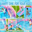Inflatable Water Slide for Kids, Bounce House with Slide, Pool, Water Cannon, Climbing Wall, Blower Included, Outdoor Summer Fun for Kids, 141x138x78 Inches, Pink