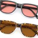 Indoor Fluorescent-41 Pink & Outdoor Fluorescent-60 Brown Tinted Migraine Light Sensitivity Glasses for Photophobia, Fluorescent LED Glare and Computer