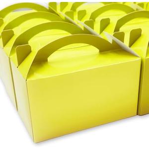 TIMESEEK 30-Pack Buttercup Yellow Gable Treat Boxes with Handles, 6" Pop-Up Party Favor Gift Boxes for Birthday,Wedding,Baby Shower, Eco-Friendly Candy,Cookie,Goodie Bags for Kids, Bachelorette Decor