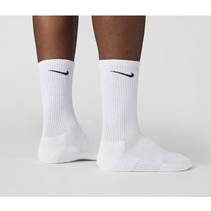 Nike Unisex Everyday Cushioned Training Crew Socks (3 Pairs), White/Black, Medium