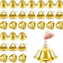30 Pieces Craft Bells Small Brass Bells for Crafts Mini Vintage Bells with Spring Hooks Tiny for Hanging Wind Chimes Making Dog Training Doorbell Wedding Decor, 1.65 x 1.5 Inch(Gold)