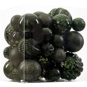 Christmas Balls Ornaments -36pcs Shatterproof Christmas Tree Decorations with Hanging Loop for Xmas Tree Wedding Holiday Party Home Decor,6 Styles in 3 Sizes(Dark Green)