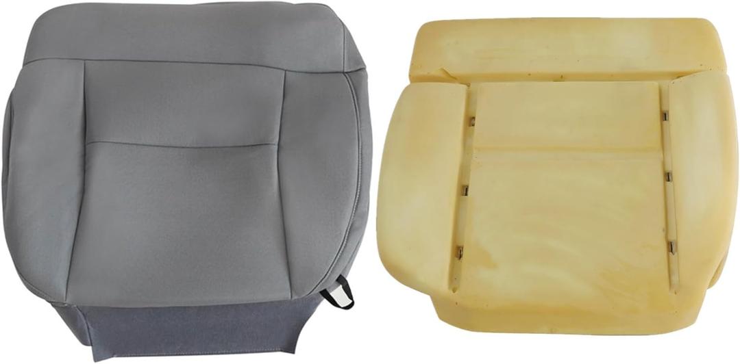 GXARTS Driver Side Bottom Replacement Cloth Seat Cover Gray and Bottom Foam Cushion Compatible with Ford F150 2004 2005 2006 2007 2008