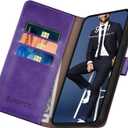 4 x SUANPOT for Samsung Galaxy S24 Plus/S24+ Wallet case with RFID Blocking Credit Card Holder,Flip Book PU Leather Protective Cover Women Men for Samsung S24Plus Phone case Purple