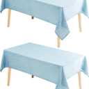 Hiasan 2 Pack Faux Linen Rectangle Tablecloth - Wrinkle and Stain Resistant Washable Table Cloth for Kitchen Dining Room Holiday Table Cover for Party Dinner, Lux Slate Blue, 54 x 80 Inch