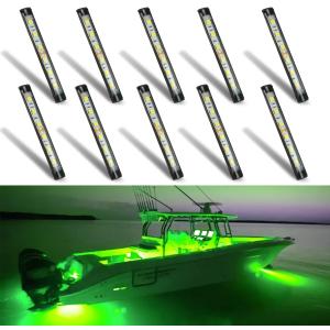 Boaton Marine Led Night Fishing Lights, No Drilling Install Boat Deck Courtesy Lights, Green