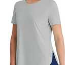 Women's Short Sleeve Workout Tops Moisture Wicking Cooling Shirts UV Protection Quick Dry Athletic Activewear (Grey)