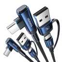 toocki 60W USB C to USB C Cable (2-Pack 6.6FT), Right Angle Fast Charging USB A to USB C Charger Cable Compatible with iPhone15 Pro Max/Plus/MacBook Air/Samsung S25 Ultra/S22 Note 20