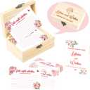 Advice and Wishes Cards Box - 50 Pcs Double Sided Floral Wedding & Baby Shower Advice Cards, Bridal Shower Decorations, Funny Advice for Bride & Groom, Well Wishes Box for Graduation, Christmas, Birthday Party