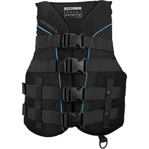 ONeill Womens SuperLite USCG Approved Life Vest Lightweight Womens Life Jacket for Boating, Wakeboarding, Waterskiing & Your Favorite Water Activities (Black, L)
