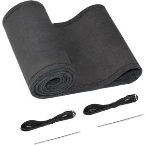 Belinous Suede Leather Steering Wheel Cover, DIY Stitch-On Steering Wheel Wrap with Needle & Thread, Non-Slip & Sweat-Absorbing, Universal Fit for 13.75-16 Inch (Size M5, Black)