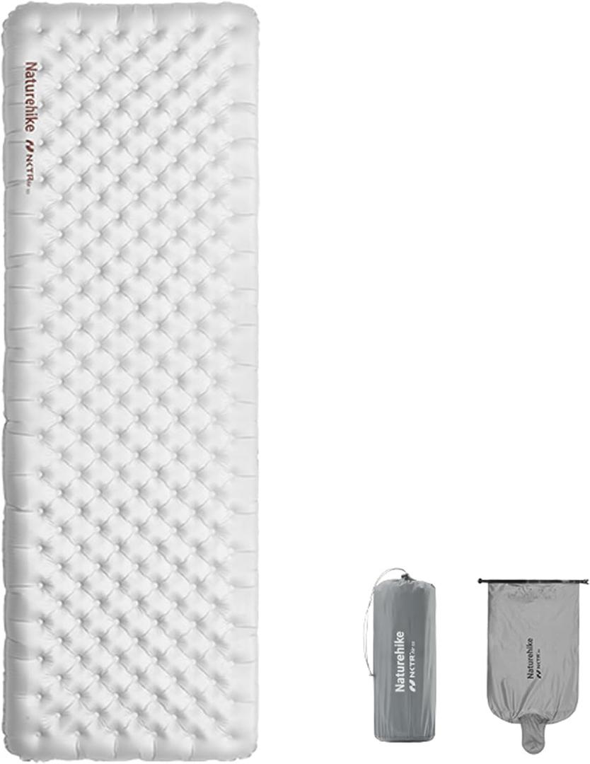 Naturehike【2024 Upgrade High R-value 8.8】 Inflatable Mattress,510g Ultra Lightweight,12cm Thickness, Camping Mat for Use at -30℃,20D,Waterproof,Compact,Air Bed,Sleeping Mat (square-196×64×12cm)