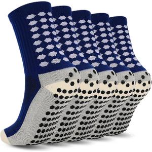 Ultrafun 5 Pairs Kids Youth Grip Soccer Socks Cushioned Non Slip Football Athletic Sports Socks (S)