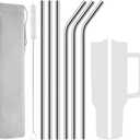 6 Pack Stainless Steel Straw Replacement 40 oz for Stanley Adventure Travel Tumbler, Reusable Straws with Cleaning Brush Compatible with Stanley 40oz Cup Tumbler
