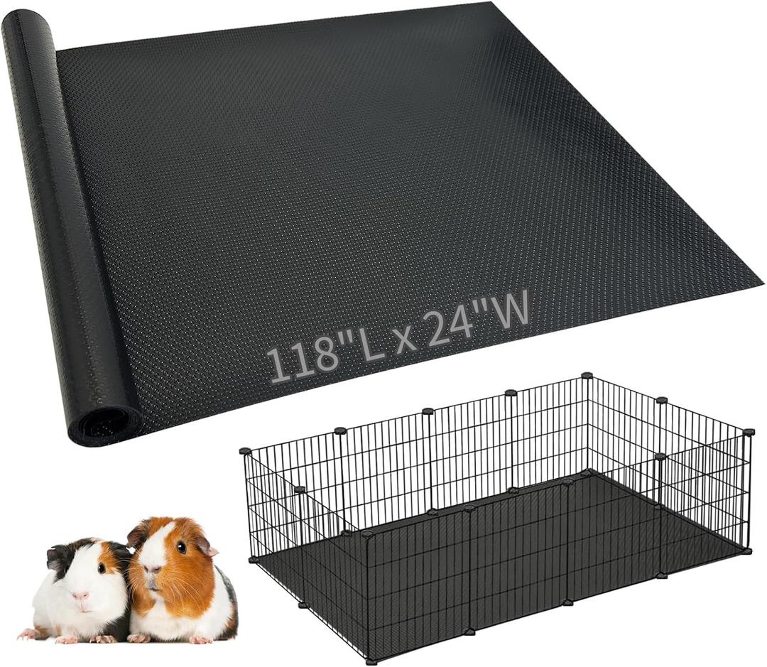 Hamiledyi Guinea Pig Cage Liner Reusable Guinea Pig Bedding Easily Cut to Suit Cage Washable and Anti Slip Guinea Pig Pee Pads for Small Animal Hamster Rat Rabbit Chinchillas (24" x 118" Black)