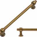 Amerdeco 10 Pack Antique Brass Cabinet Pulls 6.3 Inch(160mm) Hole Center Drawer Pulls Cabinet Hardware Kitchen Cabinet Handles for Bathroom ZH0069