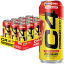 C4 Performance Energy Drink, Cherry Popsicle, Zero Sugar Carbonated Preworkout Energy, 200mg Caffeine with Beta Alanine, 16 Fl Oz (12 Pack) (EXP 04/01/26)