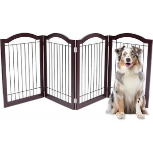 Internet's Best Wire Dog Gate with Arched Top - 4 Panel - 30" Tall - Espresso