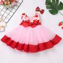 nfant Baby Girl First Birthday Dress Cake Smash Outfits Toddler Strawberry Tulle Tutu Halloween Christmas Cosplay Outfits Easter Baptism Princess Dress for Photo Shoot Pink-Strawberry 2-3 Years